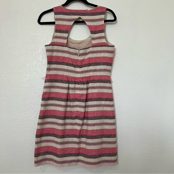 2/$30 Ann Taylor LOFT Linen Striped Sundress  Sleeveless Cutout Back.  SZ 2 - Picture 6 of 16